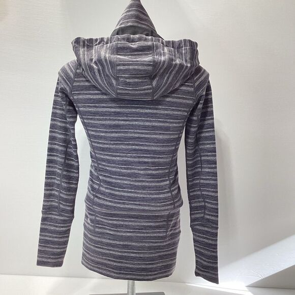 Lululemon Stride Athletic Jacket Zip Front Hooded Sweatshirt Black Gray 2 - Picture 4 of 9